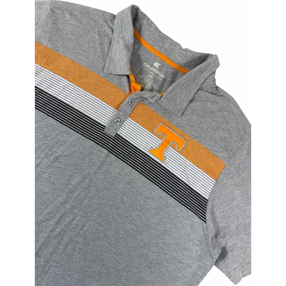 GOLF Colosseum Tennessee Volunteers Polo Shirt Mens XXL Gray Striped SEC NCAA